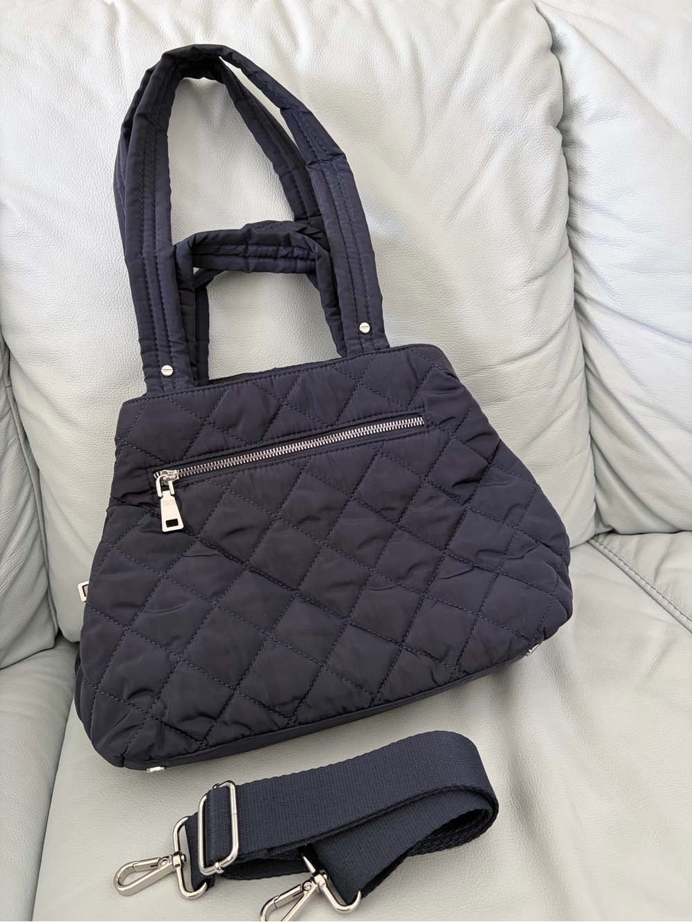 INC Corah Quilted Nylon Bag with Shoulder Strap - Navy